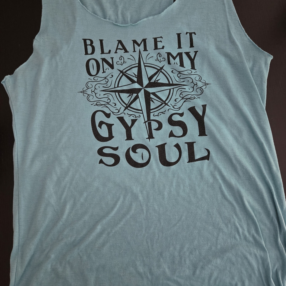 Blue Graphic Tank Top